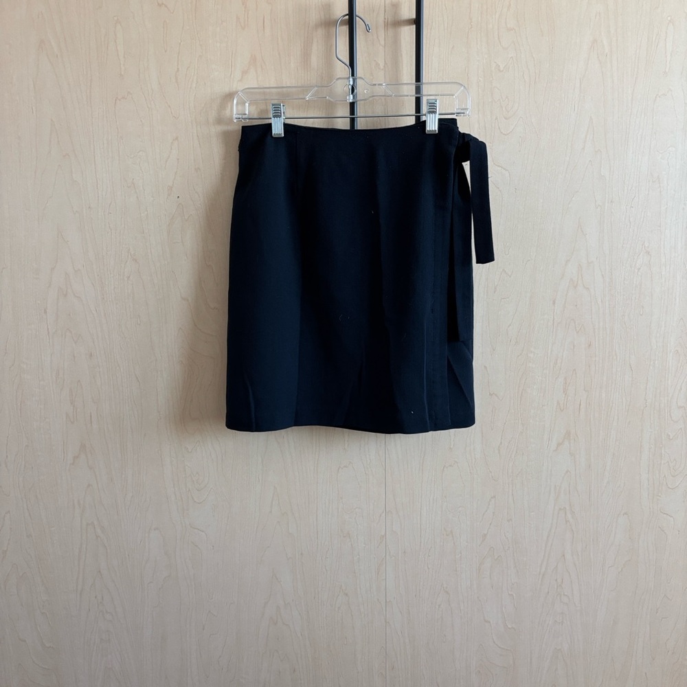 Black Mini Wrap Skirt with Side Tie